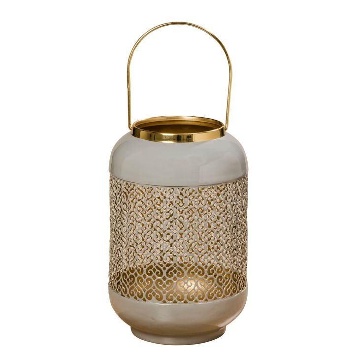 Grey & Gold Cut-Out Metal Lantern AH-117 Moradabad